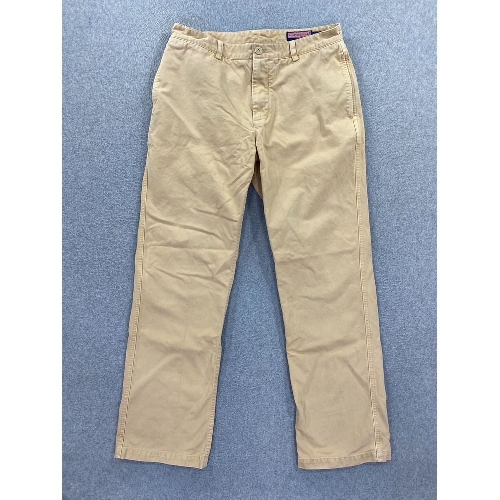 Vineyard Vines Mens 33x32 Pants Khaki Beige Chino Straight Leg Cotton Preppy